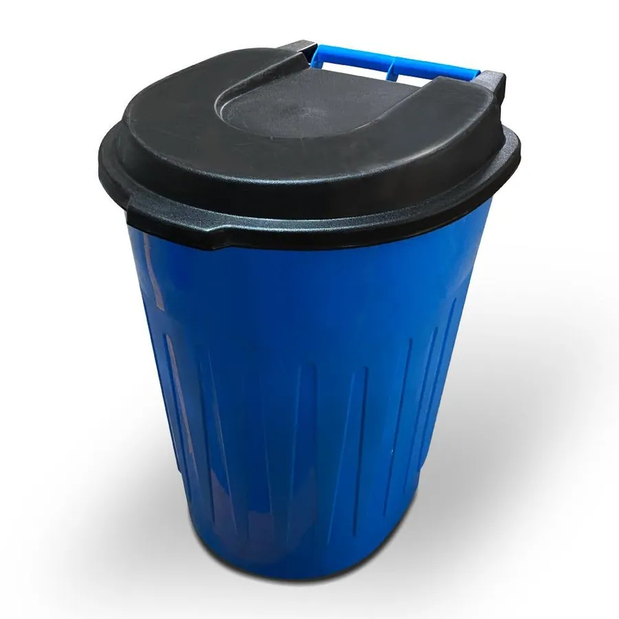 Bote de Plástico Azul para Basura con Tapa y Ruedas