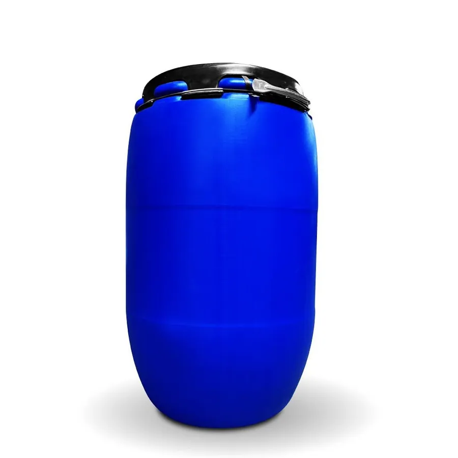 Tambo de Plástico Azul Abierto de 120 litros con Tapa y Cincho