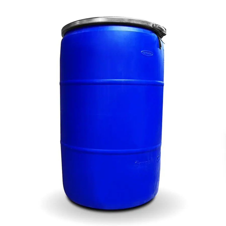 Tambo de Plástico Azul Rey Abierto de 220 litros con Tapa y Cincho